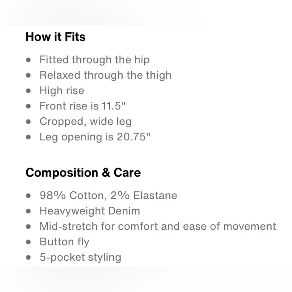 Levi’s Mile High Cropped Wide Leg Button Fly Jeans in great condition.Size 26 - Picture 7 of 16